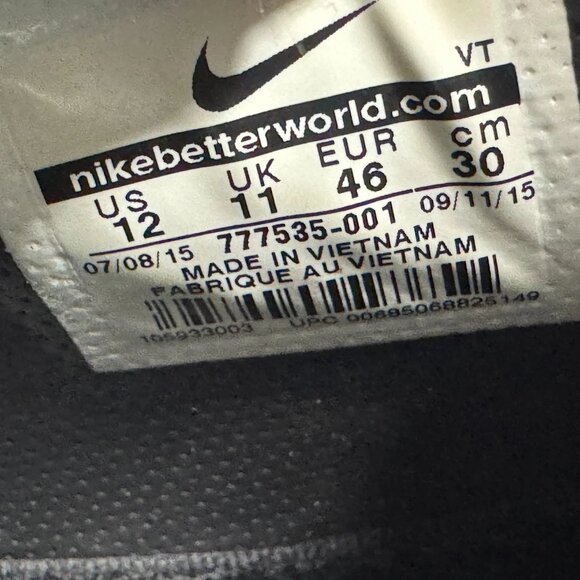 Size 12 Nike Air‎  V. CRUZ Wolf Gray Silver Black Mens Trainer Shoes 777535-001 main image 8